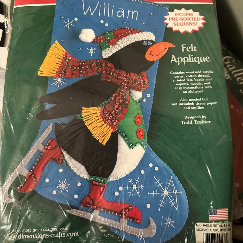 Bucilla Blue and Red Holiday Decor Stocking Kit